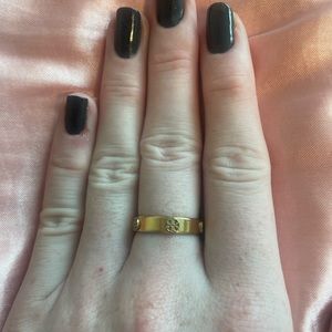 Tory Burch Miller Stud Ring - Yellow ‘Tory’ Gold - size 8